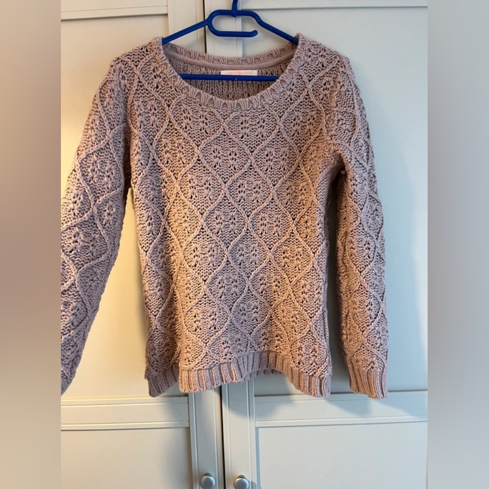 Women's Pink Cable Knit Sweater